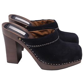 See by Chloé Clog Platform Mules in Black Suede  Black