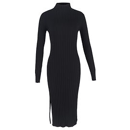 Midi-Kleid mit Rollkragen aus schwarzer Wolle Theory Schwarz