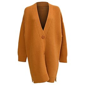 Hermès Knitted Buttoned Cardigan in Rust Orange Wool Other Orange