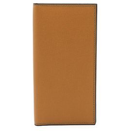 Cartera larga vertical de cuero Valextra Beige Camello