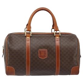 Céline Bolsa de viagem vintage Celine em lona e couro Marrom