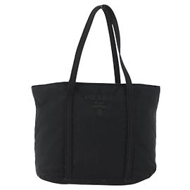 Prada Vintage Zip Tote Tessuto Klein Schwarz