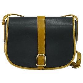 Céline Bolsa de ombro vintage Celine em couro Preto