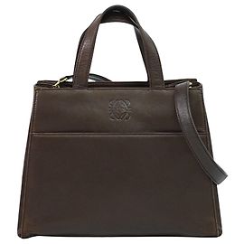 Sac à main en cuir Anagram vintage Loewe Marron
