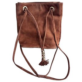 Borsa in suede Valentino Garavani Marrone