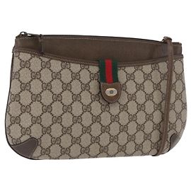 Bolsa de Ombro Gucci GG Supreme Web Sherry Line PVC Bege 904 02 026 Auth 172873 Bege