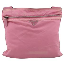 Borsa a tracolla con tasca frontale Prada Tessuto media Rosa