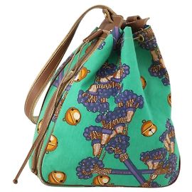 Borsa a Spalla LOEWE in Tela Verde Oro Auth BA10740 D'oro Verde