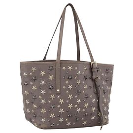 Bolsa Tote de Couro Cinza Jimmy Choo Auth bs33580 Marrom