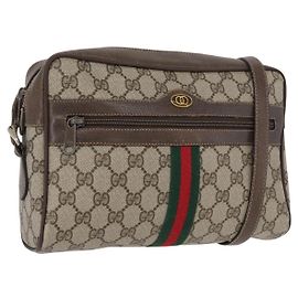 Bolsa de Ombro Gucci GG Supreme Web Sherry Line PVC Bege 904 02 005 Auth ki6442 Bege Dourado