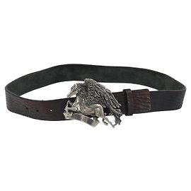 GUCCI Ledergürtel 42,5"" braun silber 256262 Auth bs33597 Braun Silber