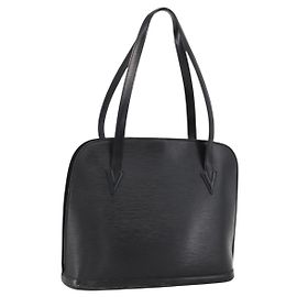 LOUIS VUITTON Bolsa de Ombro Epi Lussac Preta M52282 LV Auth LNZ347 Preto