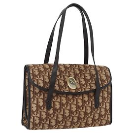 Sac à main en toile Trotter Christian Dior Beige Or Auth 172728 Beige Doré