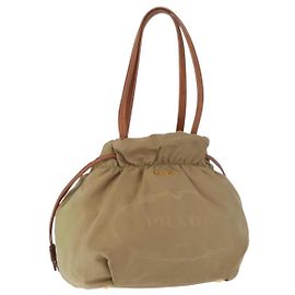 Borsa Tote Prada in nylon beige e oro Auth bs32789 Beige D'oro