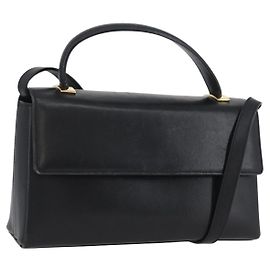 Borsa a mano Salvatore Ferragamo in pelle 2 in 1 nera e oro Auth LNZ457 Nero D'oro