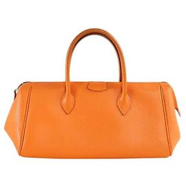 Hermès Orange leather Paris Bombay handbag Orange