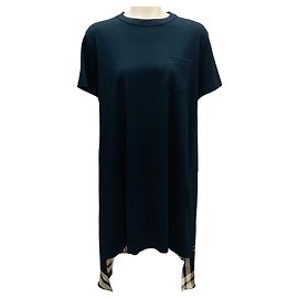 Vestido de jersey de algodão multi azul marinho e cetim xadrez Sacai Azul marinho