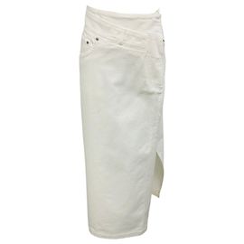 Falda de denim de algodón deconstruida blanca Loewe Blanco