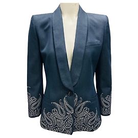 Blazer de Jacquard Paisley en Denim Azul Oscuro de Barbara Bui Azul
