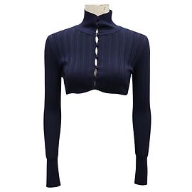 Alaïa Alaia marineblauer, glänzender Crinoline-Cropped-Cardigan Marineblau