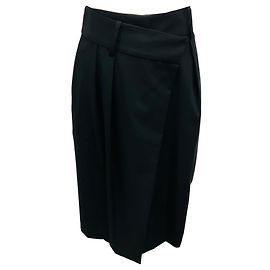 Loewe Black Asymmetric High Waisted Wrap Skirt Black