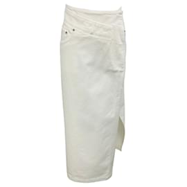Falda de denim de algodón deconstruida blanca Loewe Blanco