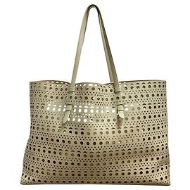 Alaïa Bolsa tote Alaia Argile Mina 44 Large em couro de bezerro macio com recortes Neo Vienne Verde