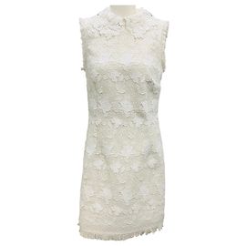 Robe en tweed brodée Gardenia blanche d'Oscar de la Renta Blanc