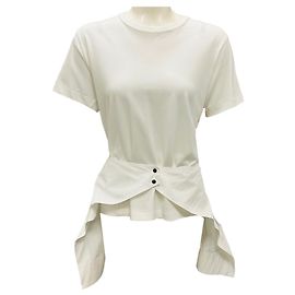 Alaïa Blouse en coton blanche Alaia à manches courtes Blanc