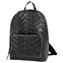 Schwarzer Leder-Rucksack GG Marmont von Gucci Schwarz