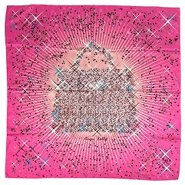 Lenço de seda Magic Kelly Carré 90 Hermès Rosa Multicor
