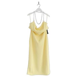 Vestido drapeado com halter de corrente Bottega Veneta Amarelo