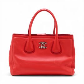 Chanel Cerf Executive Tote Leather Medium Red