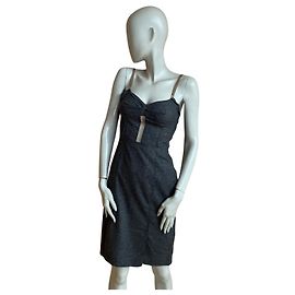 Dolce & Gabbana Midi Kleid aus grauer Wolle Grau