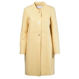 Chloé Lemon Yellow Hemp And Silk Coat With Gold Buttons Yellow