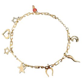 Espléndido collar DOLCE & GABBANA dorado con charms de la suerte Multicolor Dorado