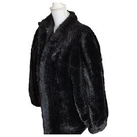 Black fur coat Yves Saint Laurent Black