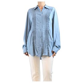 Autre Marque Camicia blu con pieghe frontali - taglia UK 8 Blu
