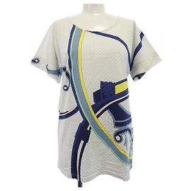 Camiseta de jersey CARRIAGE de WASHINGTON de Hermès Blanco Azul Verde