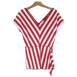 Max Mara STUDIO Streifen Stricktop Weiß Rot