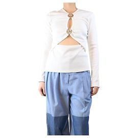 Autre Marque White cutout ribbed-knit jersey top - size UK 12 White