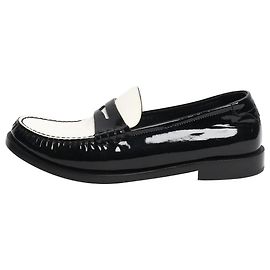 Saint Laurent Mocassins en cuir verni noir et blanc - taille EU 39,5 (UK 6,5) Noir