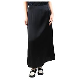 Saint Laurent Schwarzer Satin-Crepe-Midirock - Größe UK 12 Schwarz