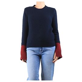 Céline Rippstrick-Pullover aus Kaschmir in Marineblau und Bordeaux - Größe M Marineblau