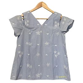 Blusa ricamata a righe Armani Junior Blu
