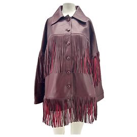 Autre Marque Bordeauxfarbene Lederjacke mit Fransen Bordeaux