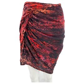 Falda estampada de viscosa roja Helmut Lang Roja