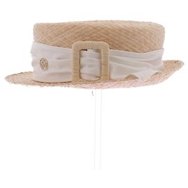 Maison Michel Strohhut mit Band herum Beige