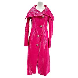 Autre Marque Abrigo de cuero con estampado de cocodrilo rosa Rosa