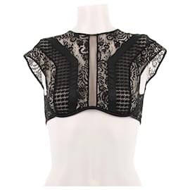 Autre Marque Top de encaje de algodón Negro